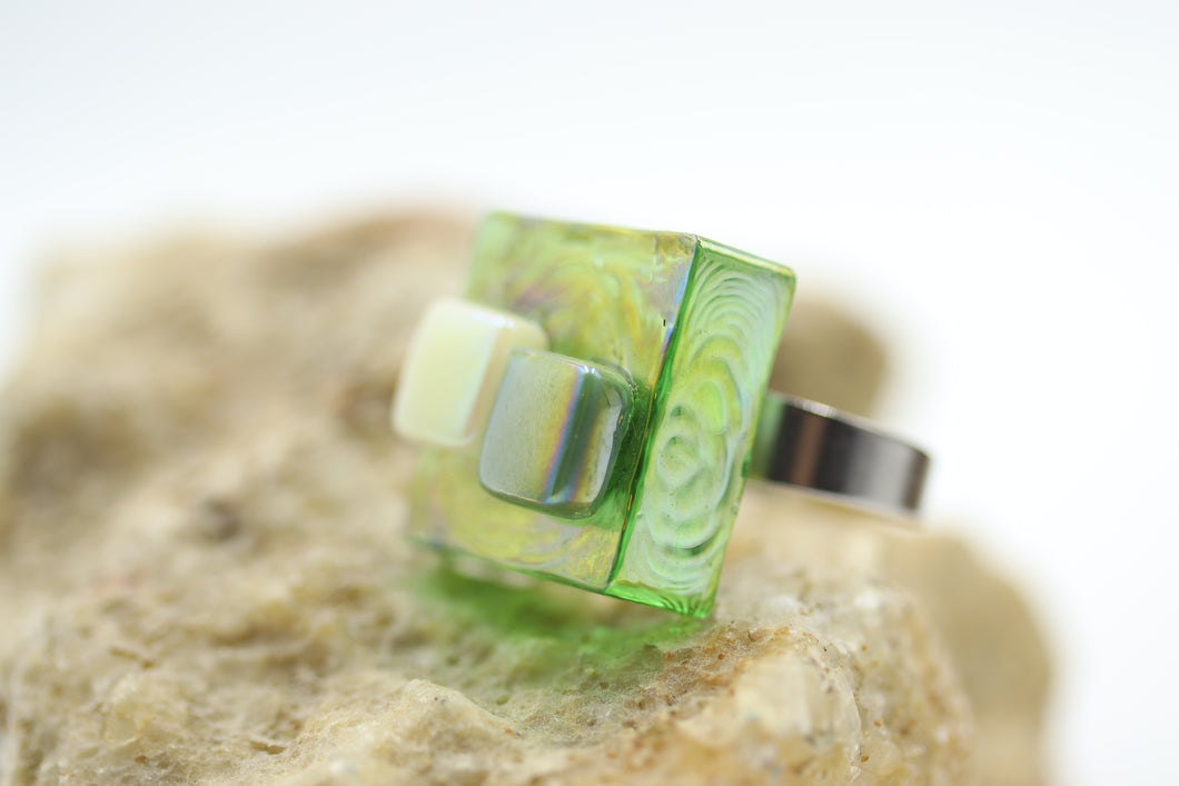 Bague stainless avec verre - BA019