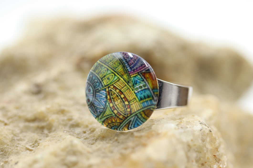 Bague stainless avec verre - BA009