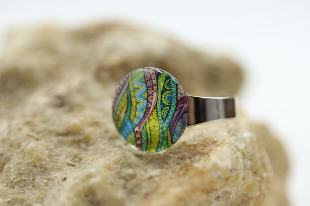 Bague stainless avec verre - BA026