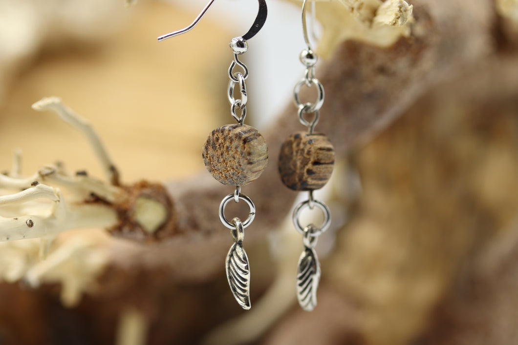 Boucles d'oreilles stainless avec bois - BO010