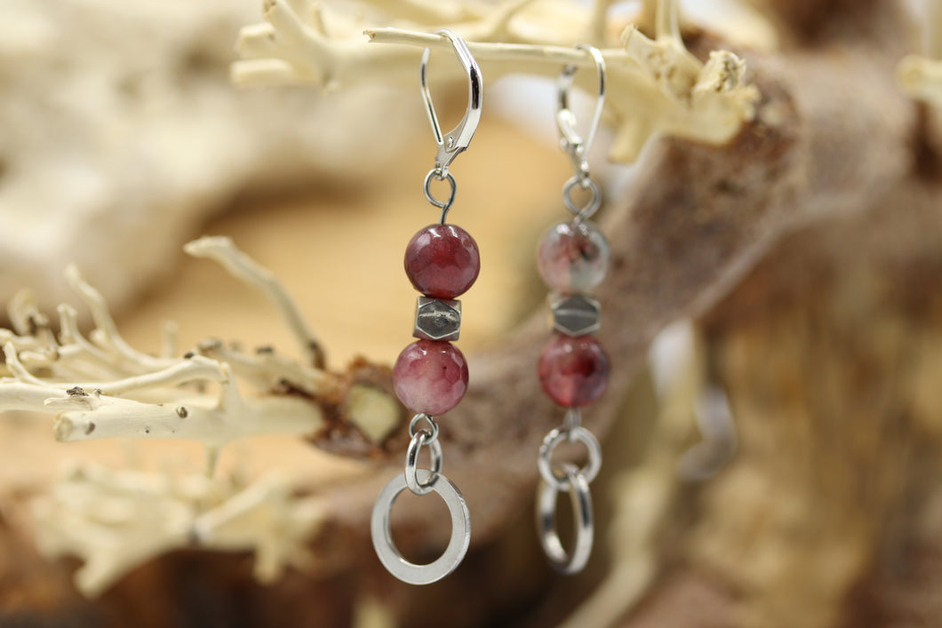 Boucles d'oreilles stainless avec pierres semi-précieuses - BO036