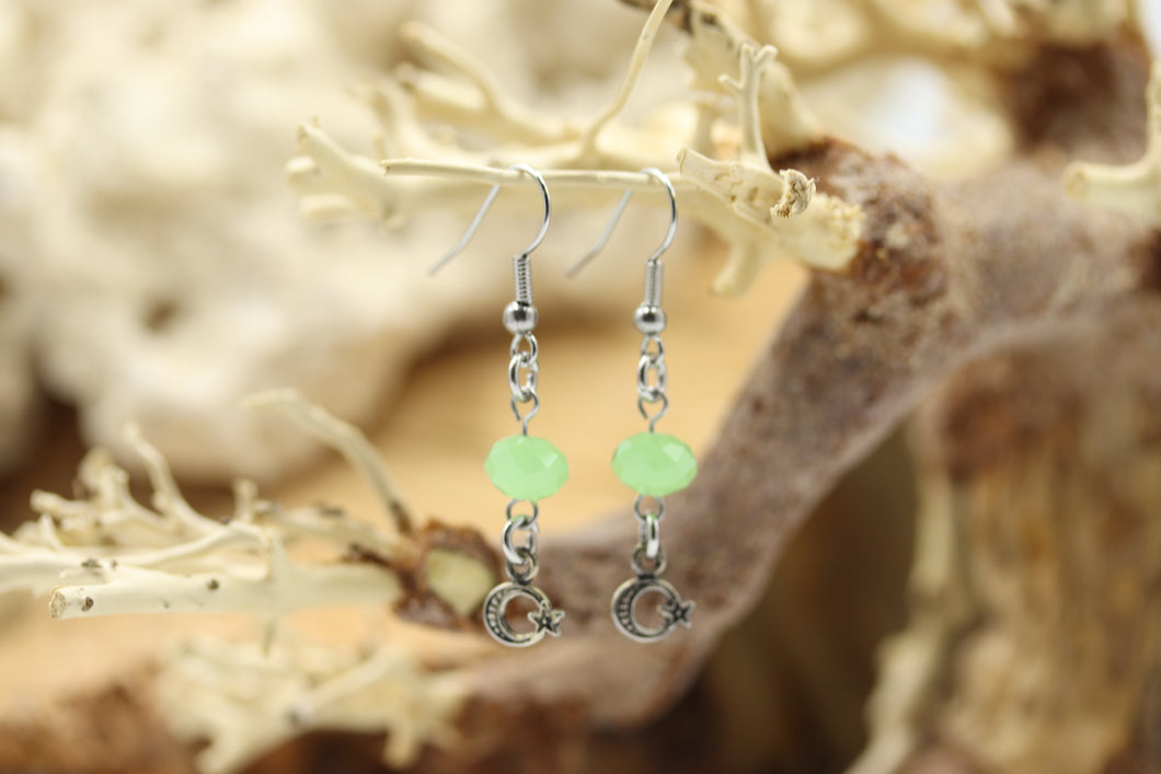Boucles d'oreilles stainless et cristal vert- BO035
