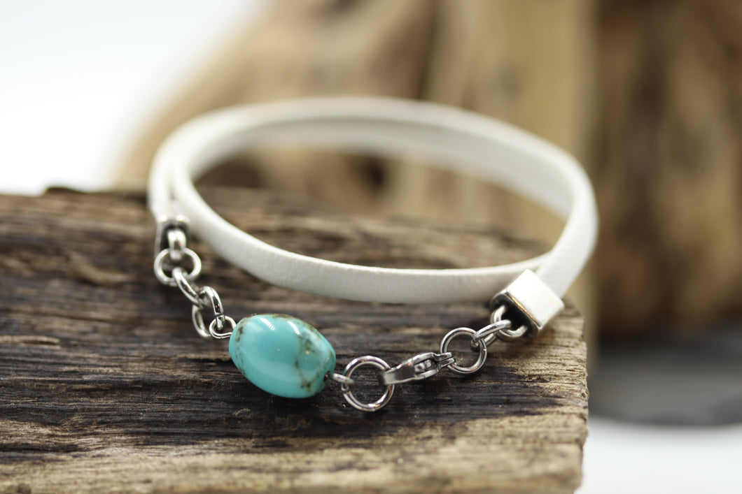 Bracelet cuir et turquoise - BRCU08