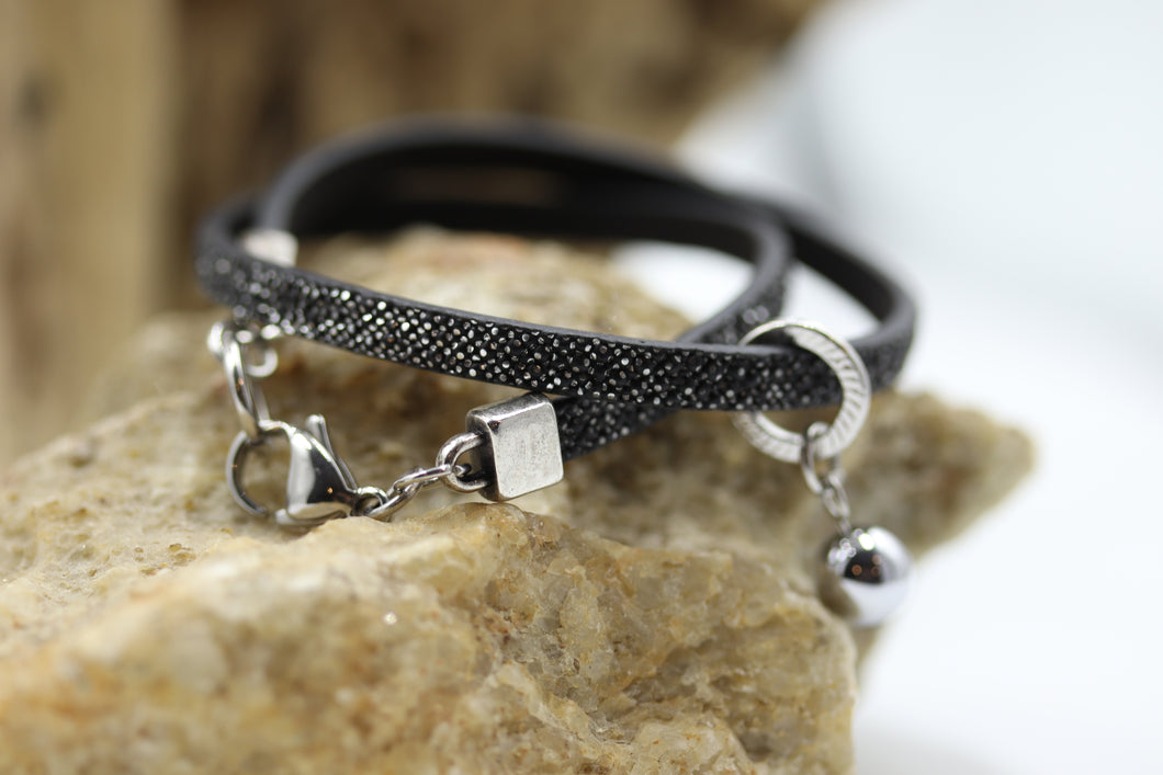 Bracelet double tours noirs - BRCU04
