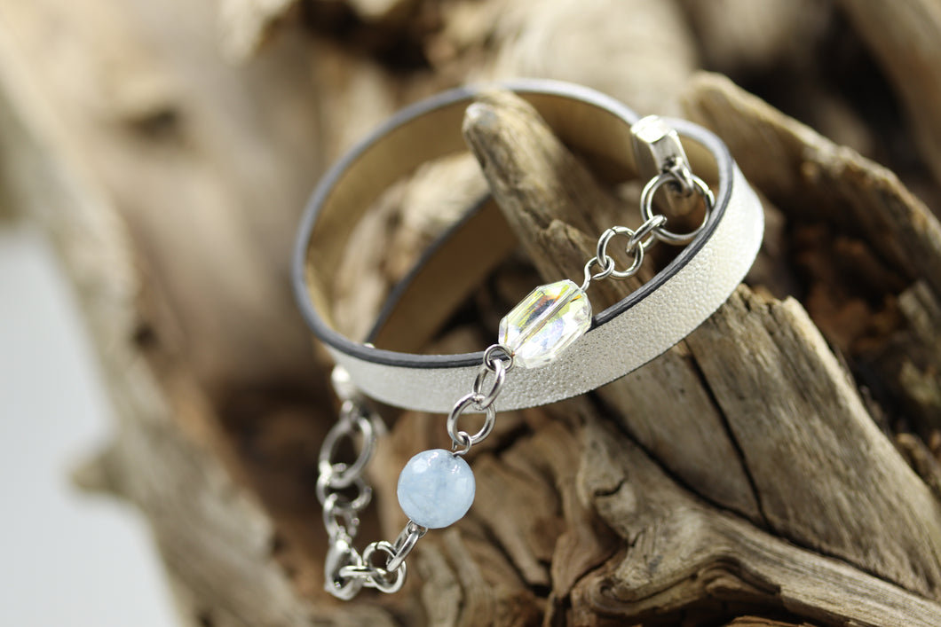 Bracelet cuir double tours avec swarovski - BRCU12