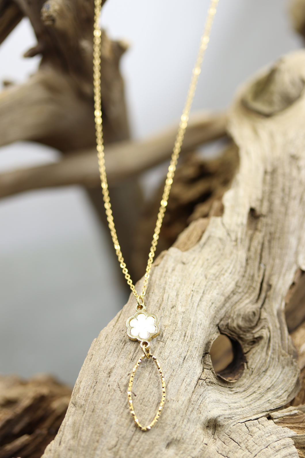 Chaîne acier inoxydable or et pendentif en corail - CH107
