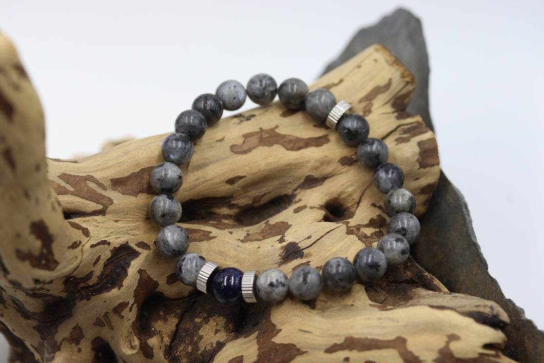 Bracelet homme pierres semi-précieuses labradorite - HBP004