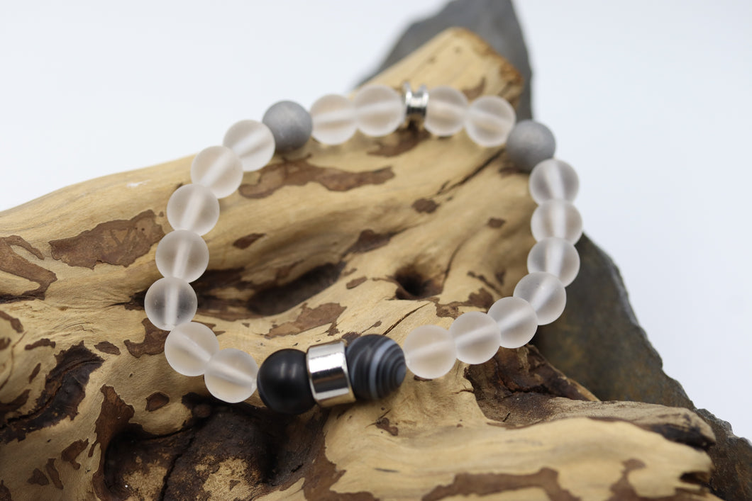 Bracelet homme pierres semi-précieuses et stainless - HBP017