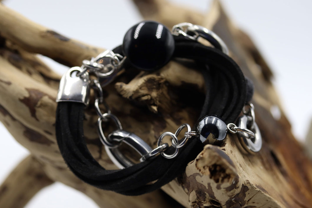 Bracelet suède noir - BRCU10