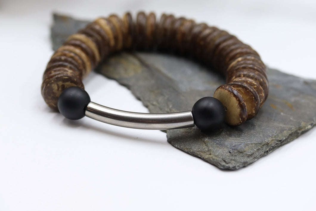 Bracelet homme en bois et semi-précieuse - HBP032