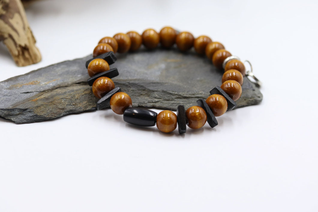 Bracelet homme en bois et semi-précieuse - HBP033