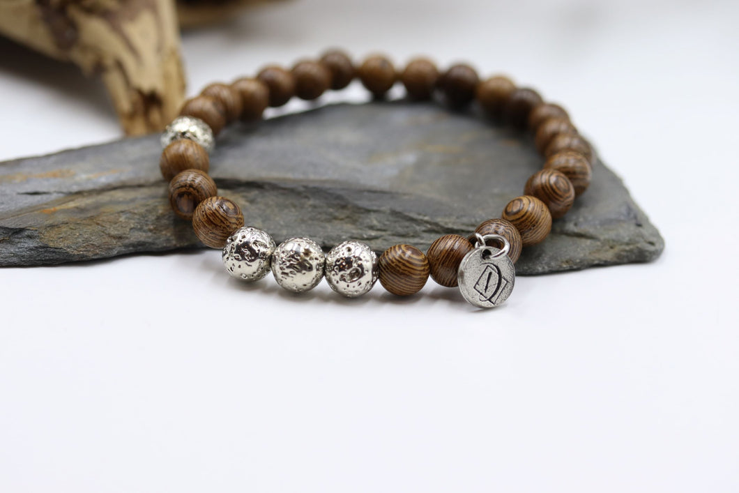 Bracelet homme bois et semi-précieuses - HBP048